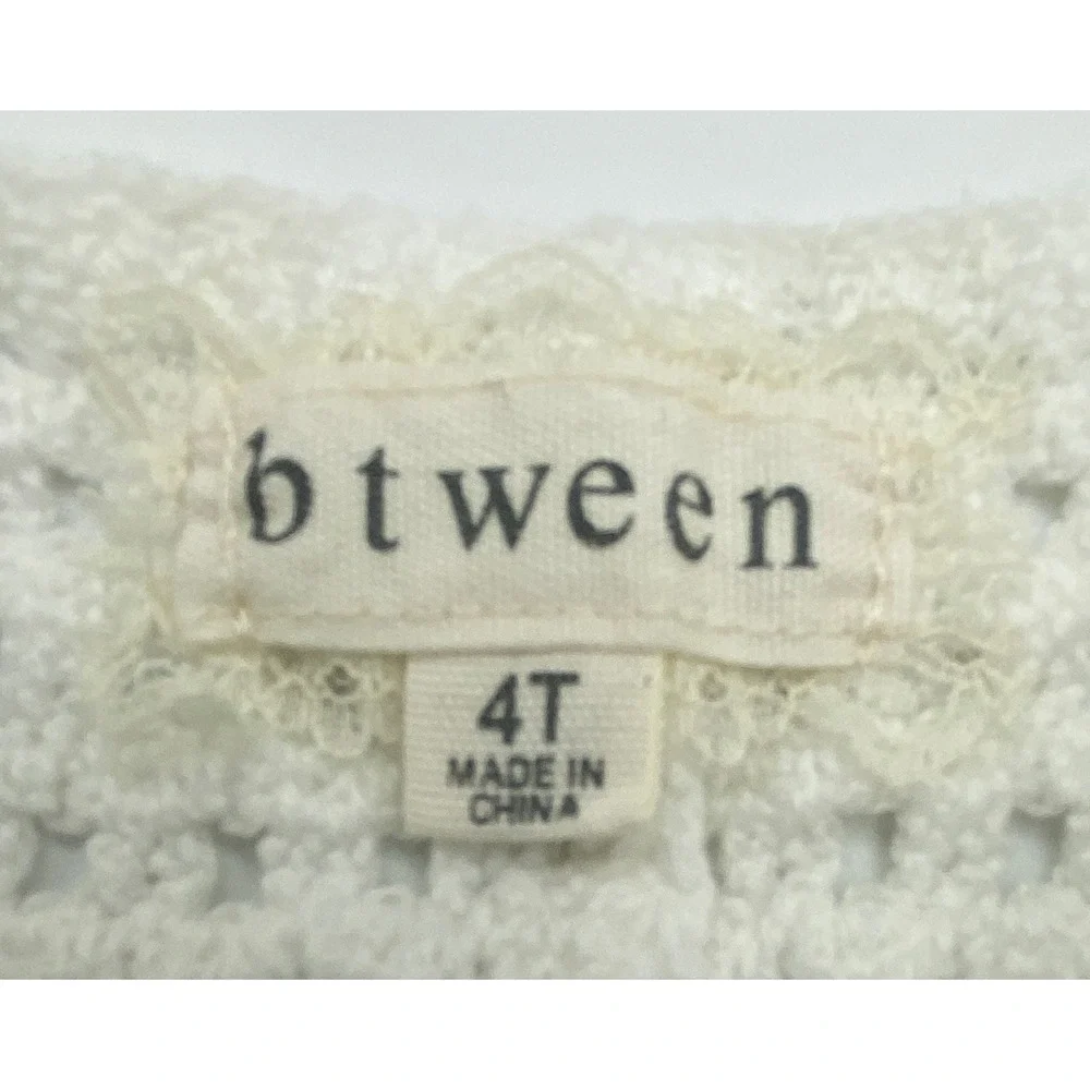 btween Kids White Floral Crochet Granny Square Tank Top and Shorts Set 4T - Picture 3 of 7